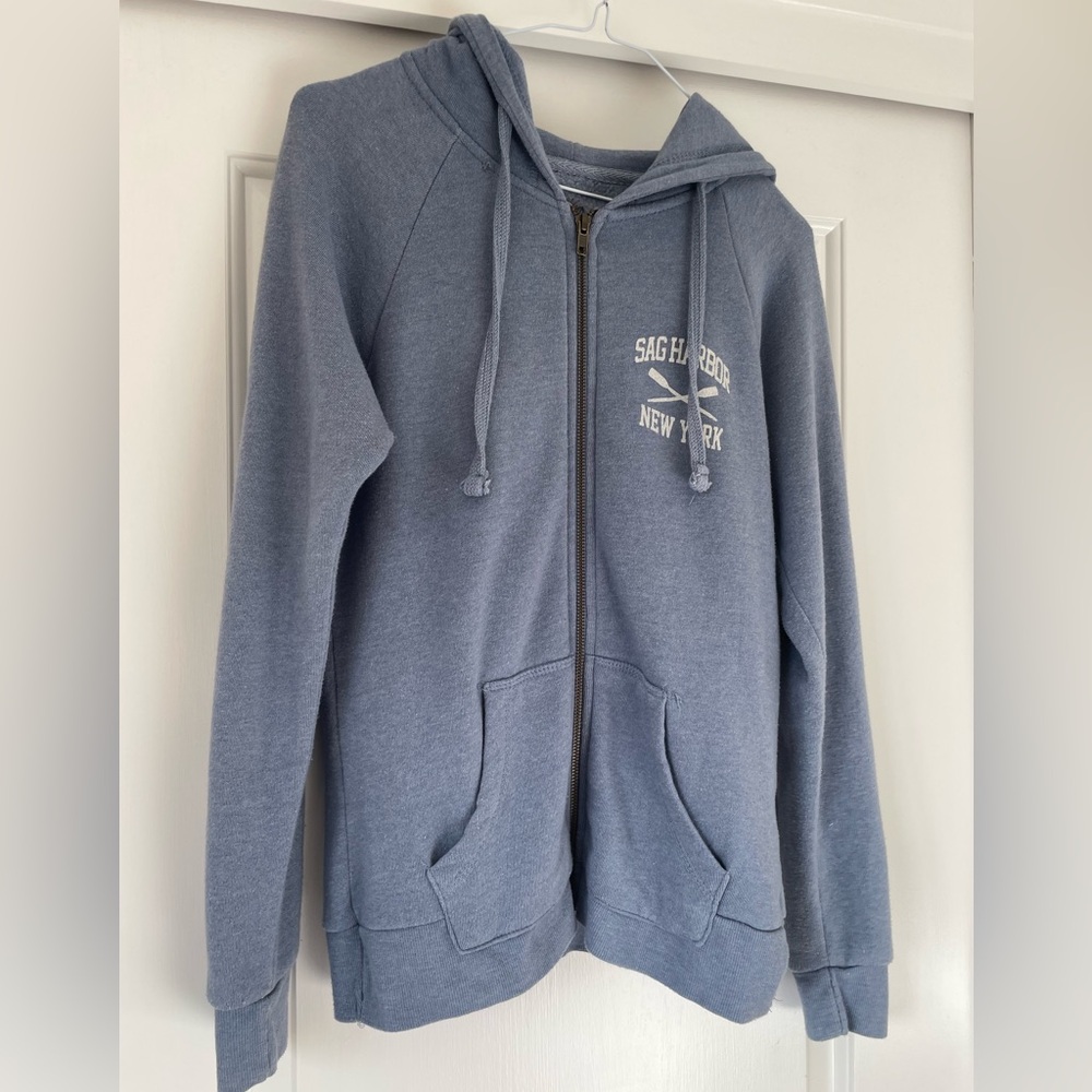 Blue Zip-Up Hoodie sag harbor NYC medium